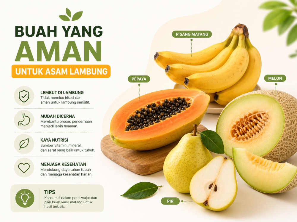 infografis buah aman untuk asam lambung