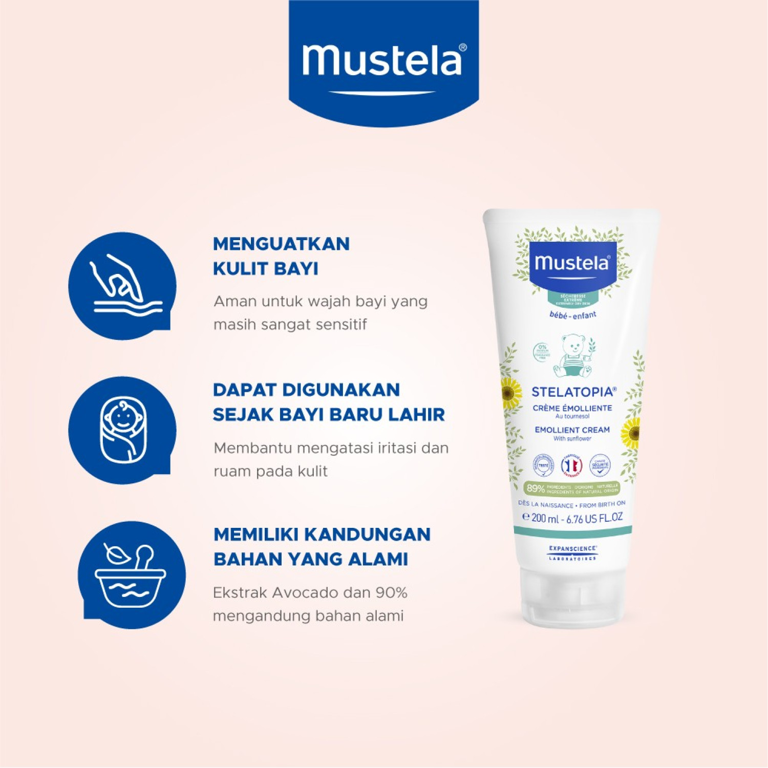 Jual Mustela Stelatopia Emolient Cream 200 ml Natural Farm Indonesia