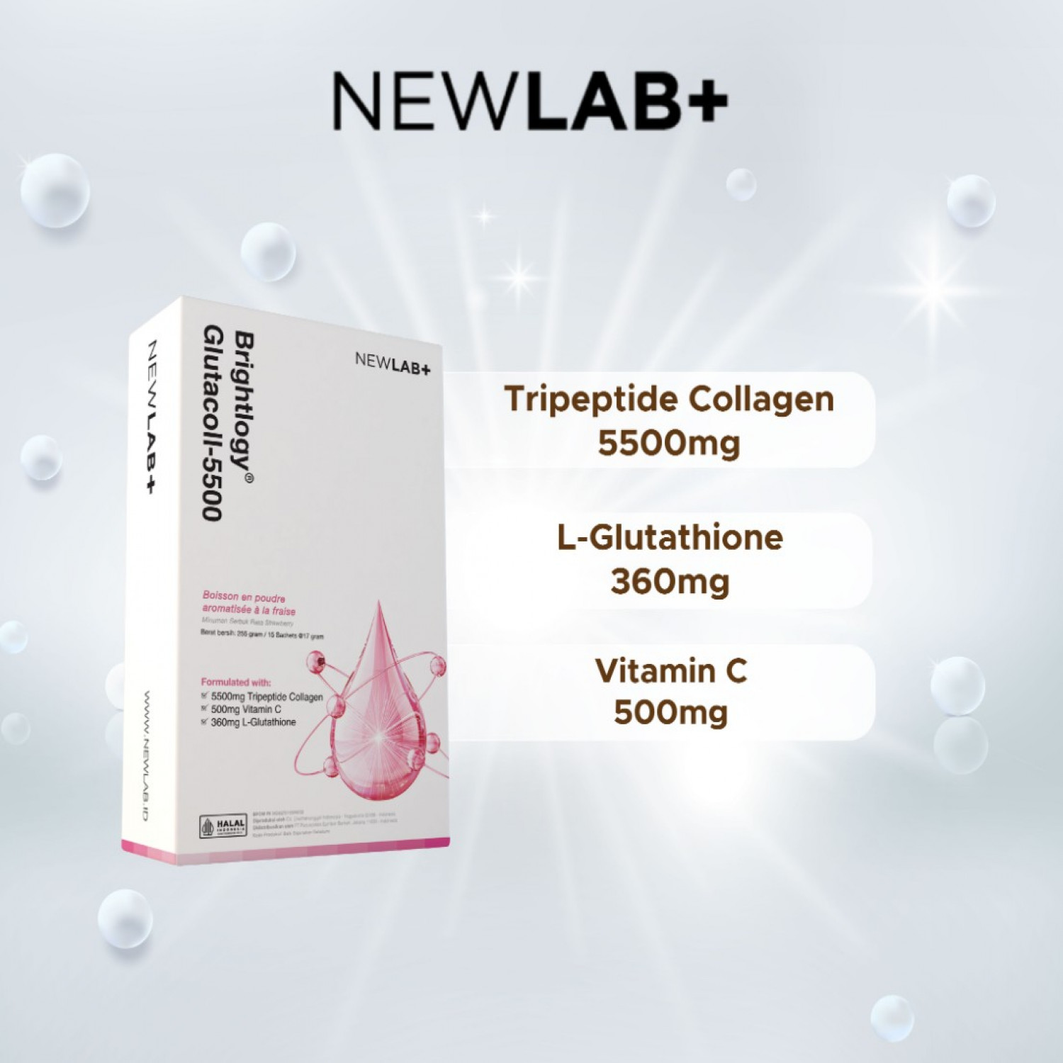 new lab glutathione BB [Korean Pick Collagen] Low Molecular Collagen 5000, Max, Powder Stick Halal Certified Korean Marine Collagen, Fish Collagen, Vitamin C, Glutathione, Biotin Plus : Health & Household Jual New Lab Brightlogy Glutacoll